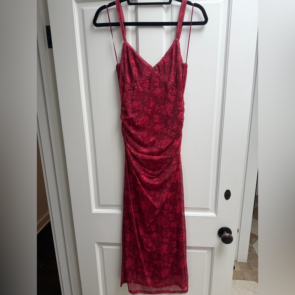 Princess Polly Strapless Red Floral Dress